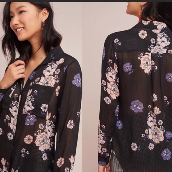 Anthropologie Cloth & Stone Tavira Floral Shirt printed boho medium - Picture 1 of 7